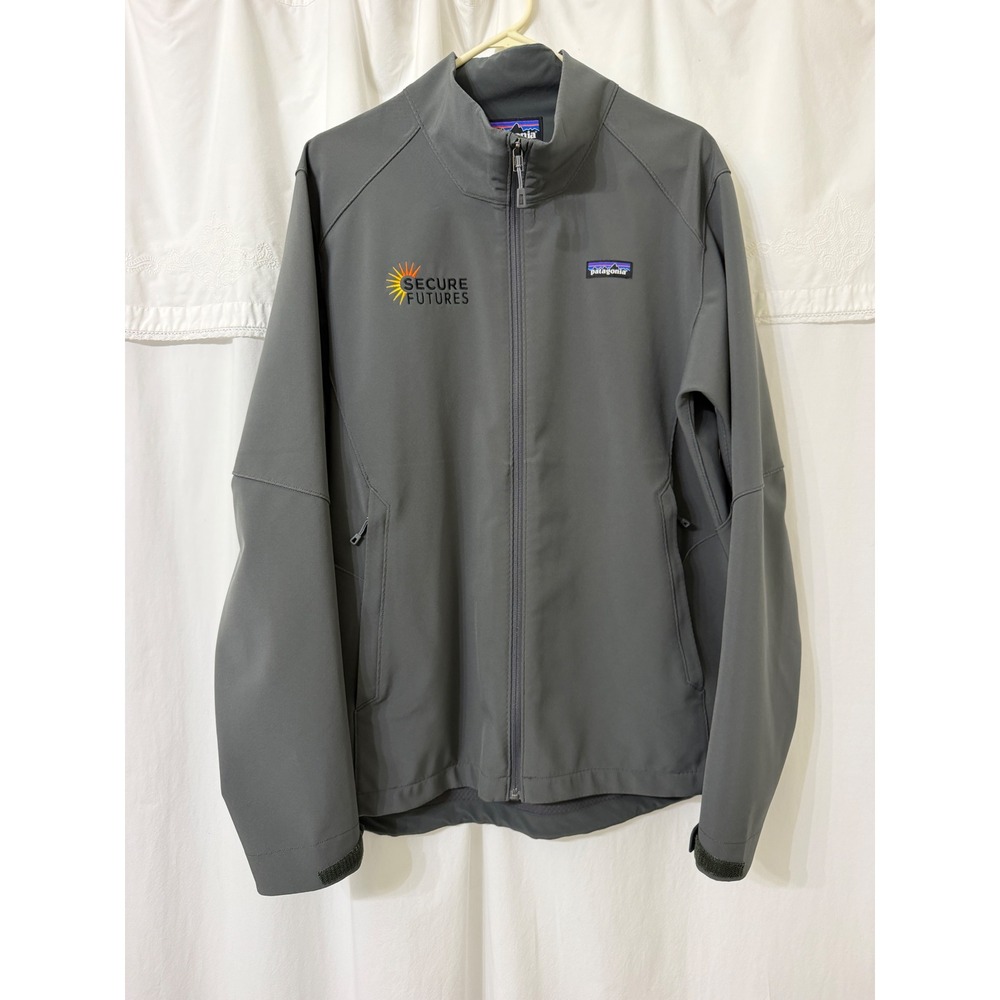 Patagonia Mens Adze Softshell Jacket Grey Full Zip Windproof Secure Futures Logo